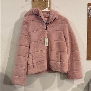 Frisson Faux Fur Hooded Jacket for Kids - Dusty Rose
